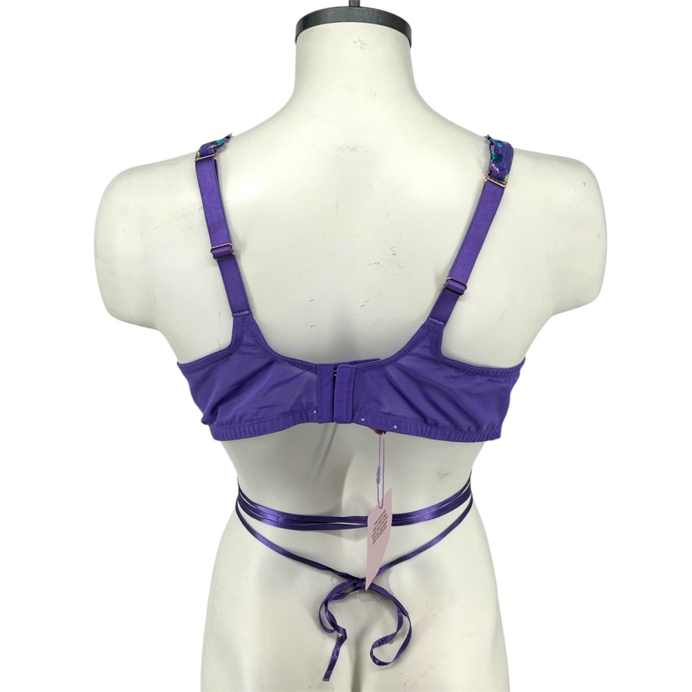 NWT Savage x Fenty Steamy Floral Unlined Lace Bra Purple Royale Romance In Bloom - Picture 9 of 15